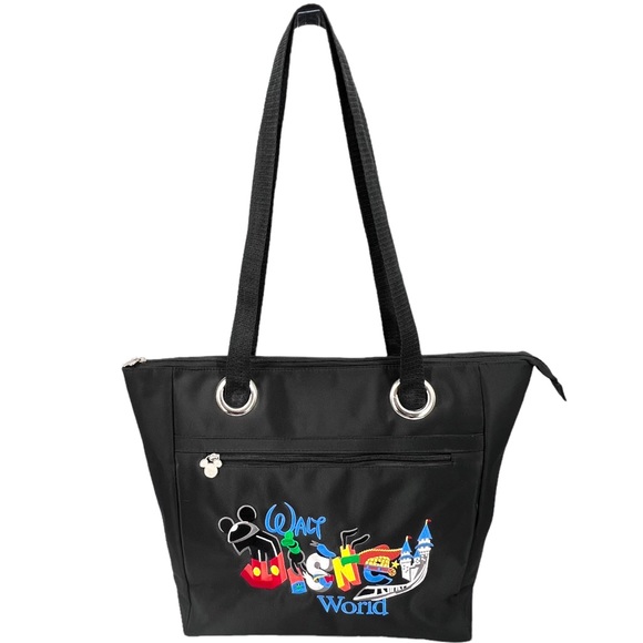 Disney Handbags - Disney Parks Black Tote Walt Disney World Resort Embroidered Graffiti Letters